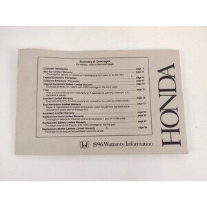 1996 Honda Car Warranty Information Booklet Book Manual Info ORIGINAL